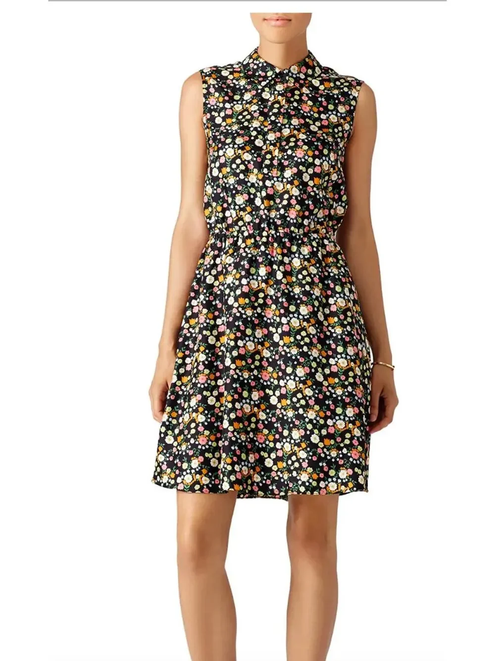 Tory Burch Ryder 100% Silk Floral Shirt Dress Navy Multicolor Size 4 Midi
